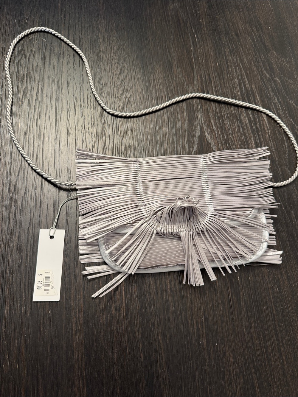 Fringed Crossbody Bag in Light Gray - Women's Shoulder Purse